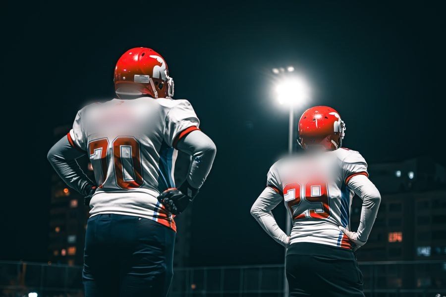 Custom American football jerseys with team numbering